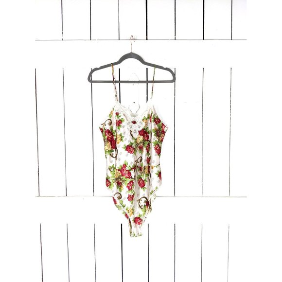 Vintage Lucie Ann floral  lace one piece negligee teddy lingerie - Picture 6 of 6